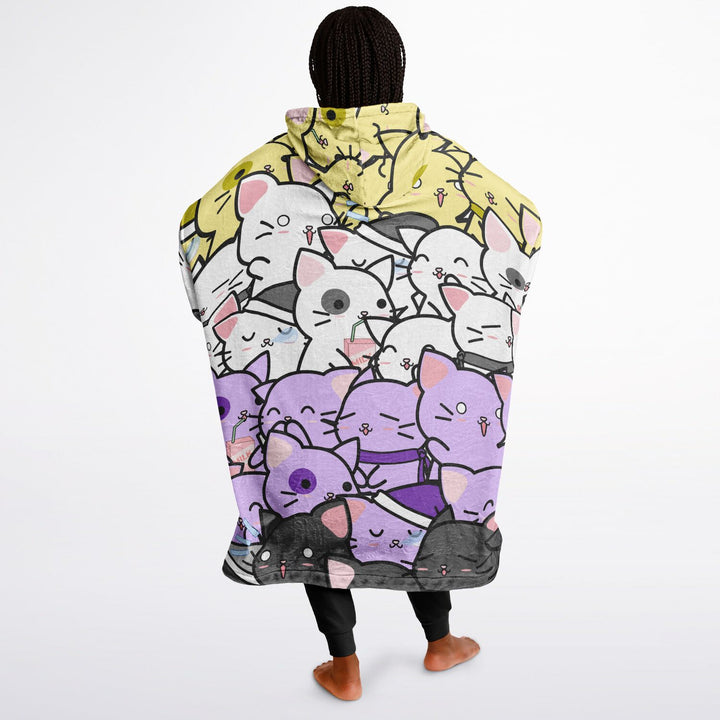 Nonbinary Hoodie Blanket - Kawaii Cats