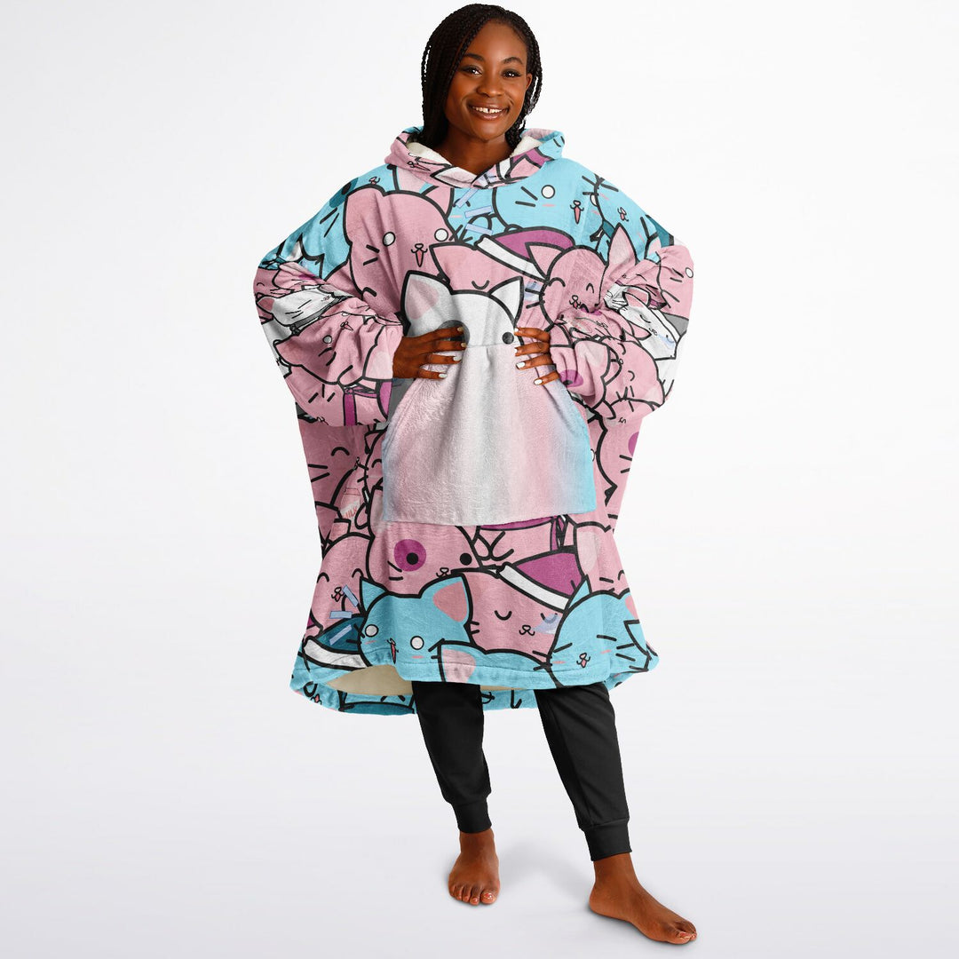 Trans Hoodie Blanket - Kawaii Cats