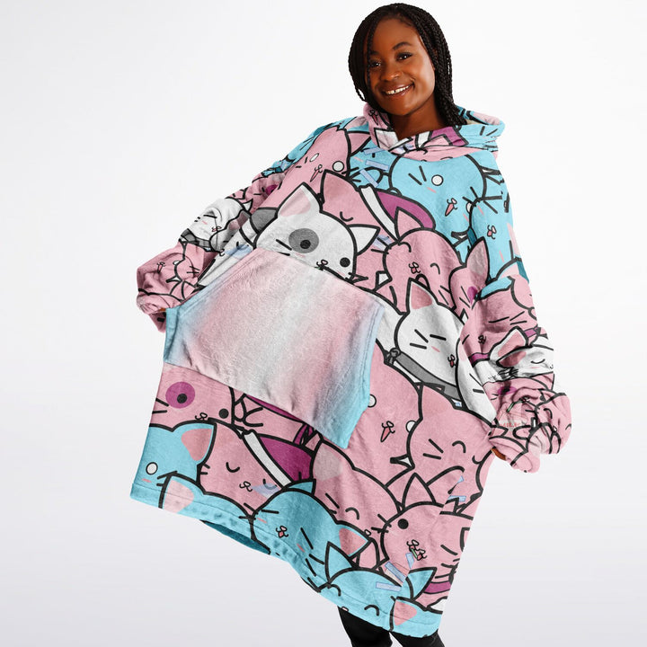 Trans Hoodie Blanket - Kawaii Cats