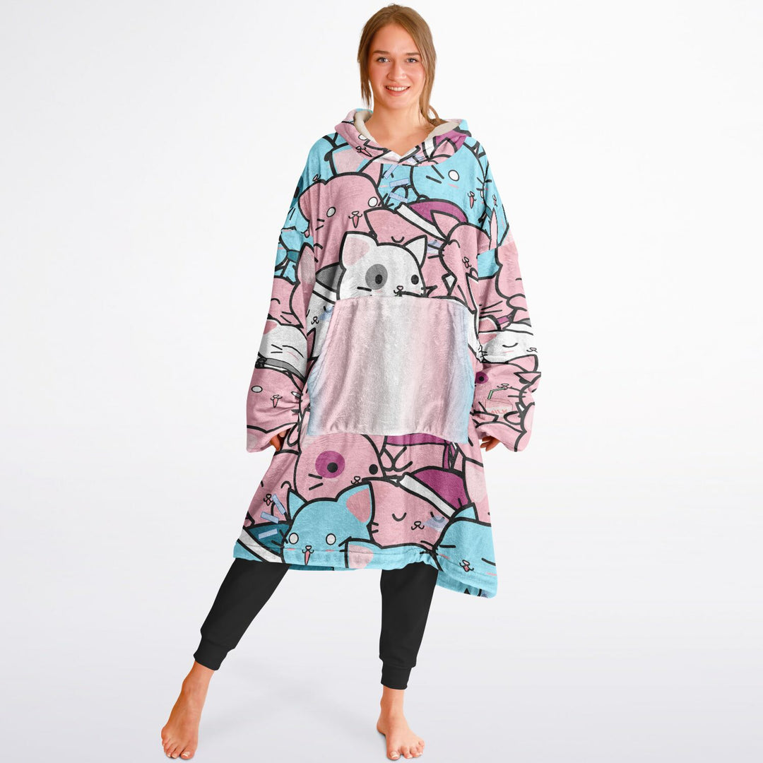 Trans Hoodie Blanket - Kawaii Cats