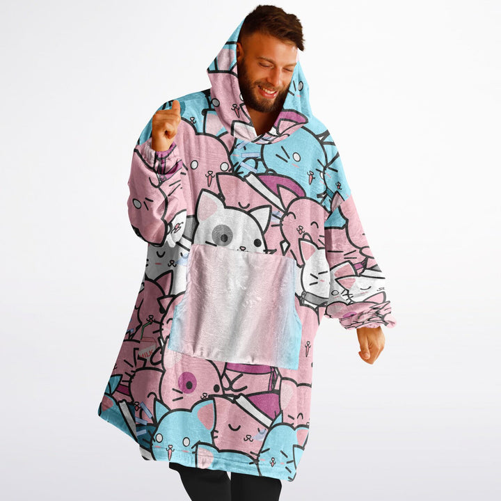 Trans Hoodie Blanket - Kawaii Cats