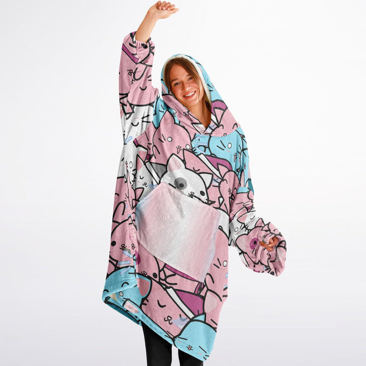 Trans Hoodie Blanket - Kawaii Cats