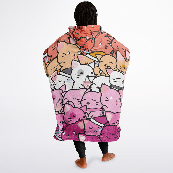 Lesbian Hoodie Blanket - Kawaii Cats