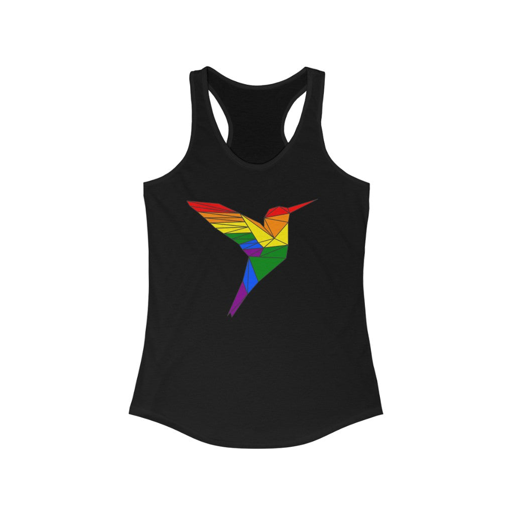 LGBTQ Pride Tank Top Racerback - Polygon Hummingbird