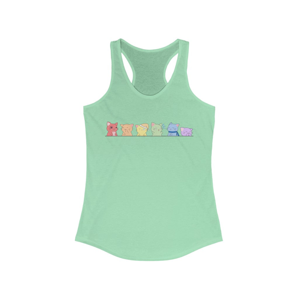 LGBTQ Pride Tank Top Racerback - Kawaii Cats