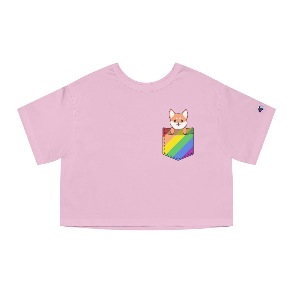 Champion - Shiba Inu Fake Pocket LGBTQ+ Cropped T-Shirt