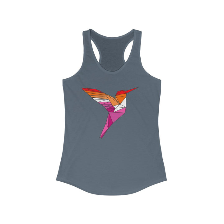 Lesbian Tank Top Racerback - Polygon Hummingbird