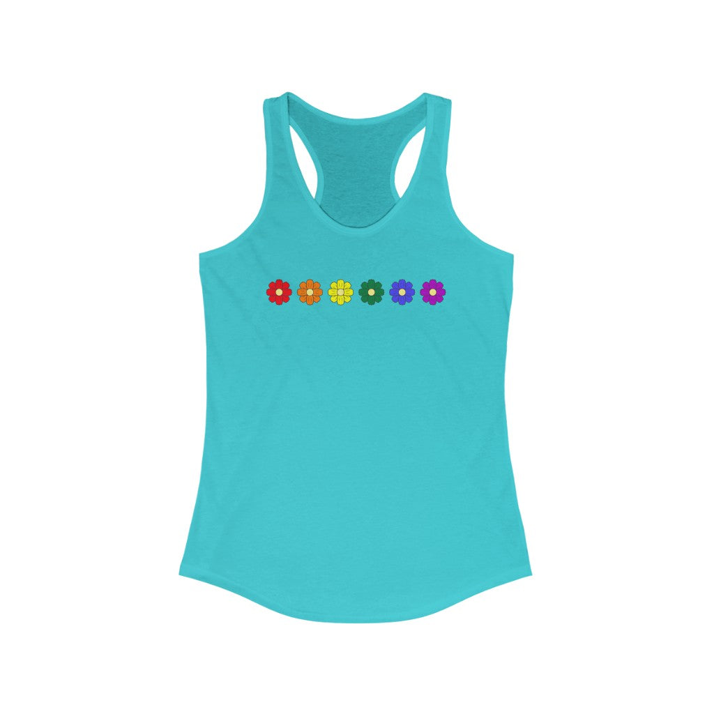 LGBTQ Pride Tank Top Racerback - Cosmos Flowers