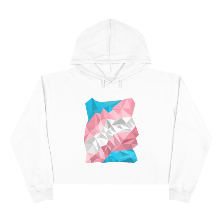 Trans Crop Hoodie - Abstract Trans Flag