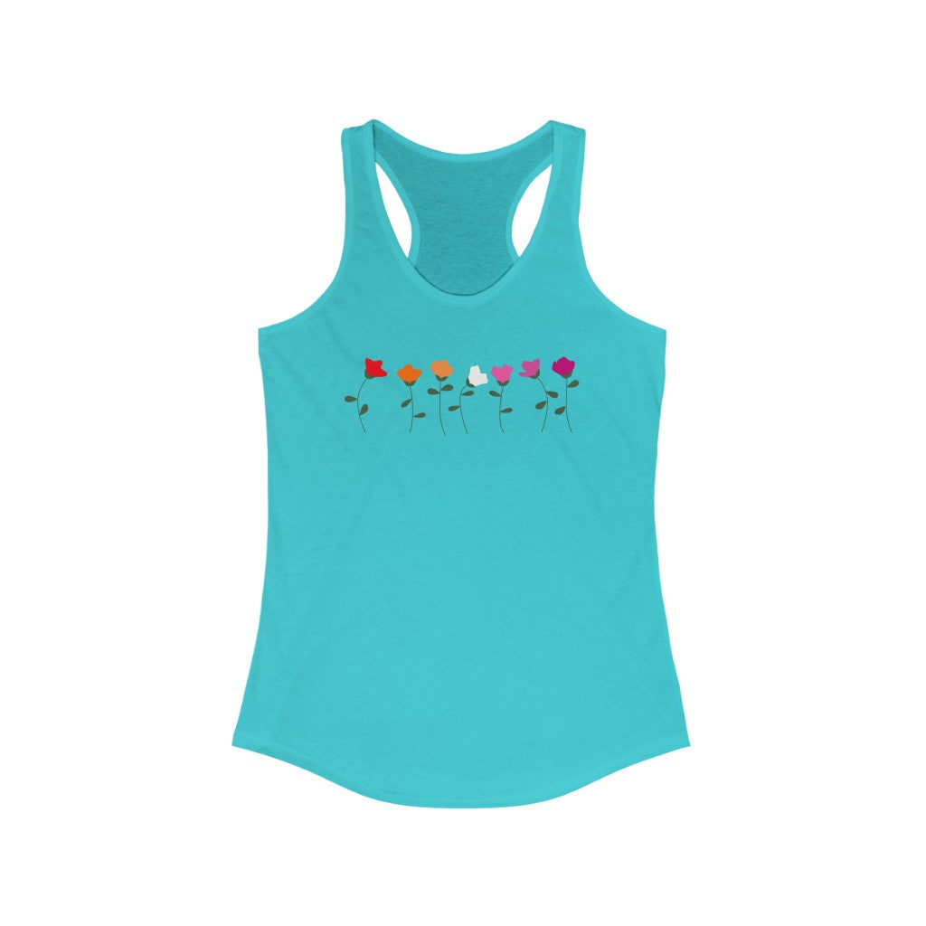 Lesbian Tank Top Racerback - Simple Flowers