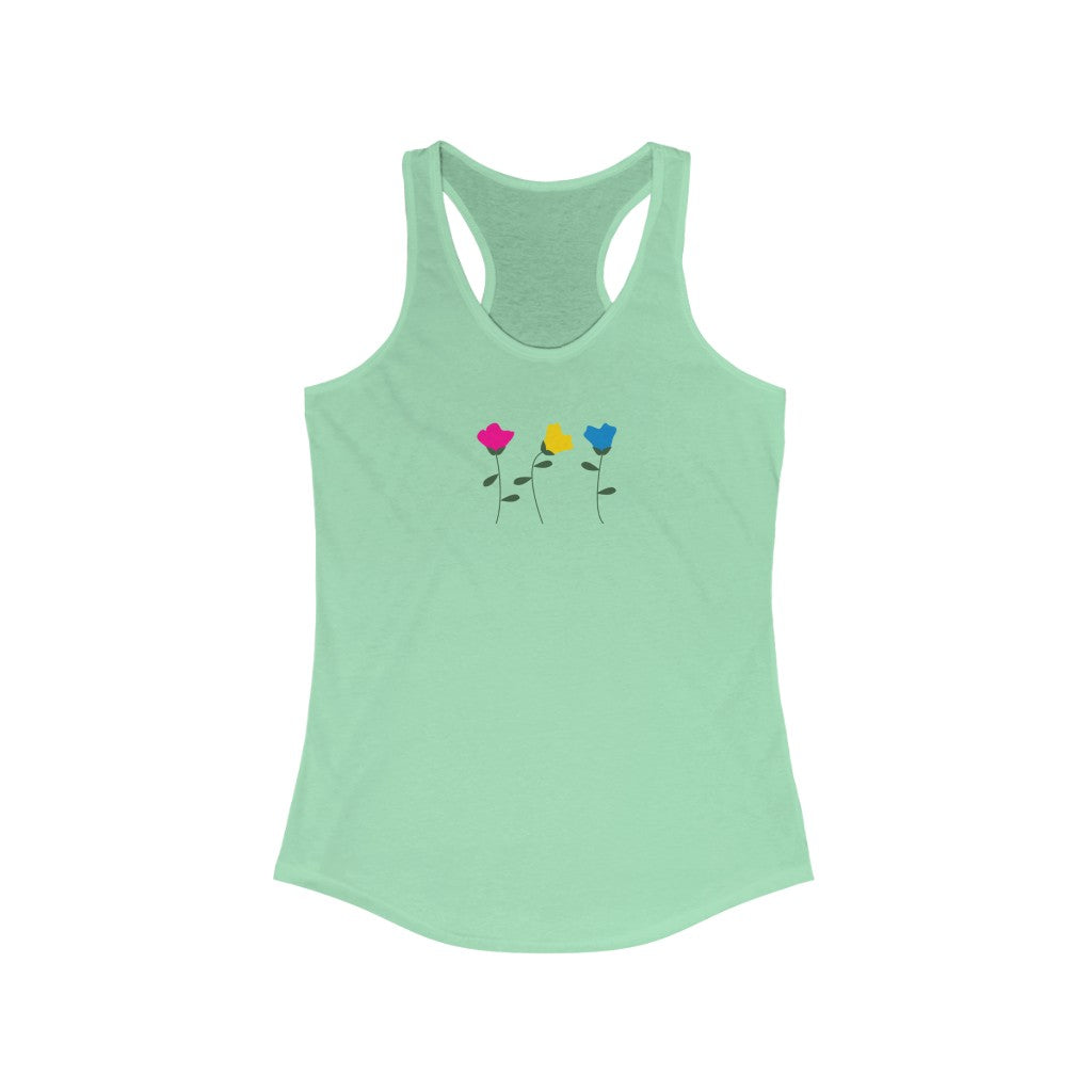 Pansexual Tank Top Racerback - Simple Flowers