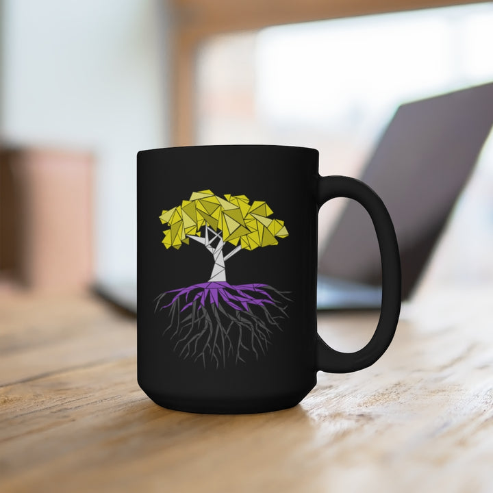 Abstract Tree Nonbinary Black Mug 15oz