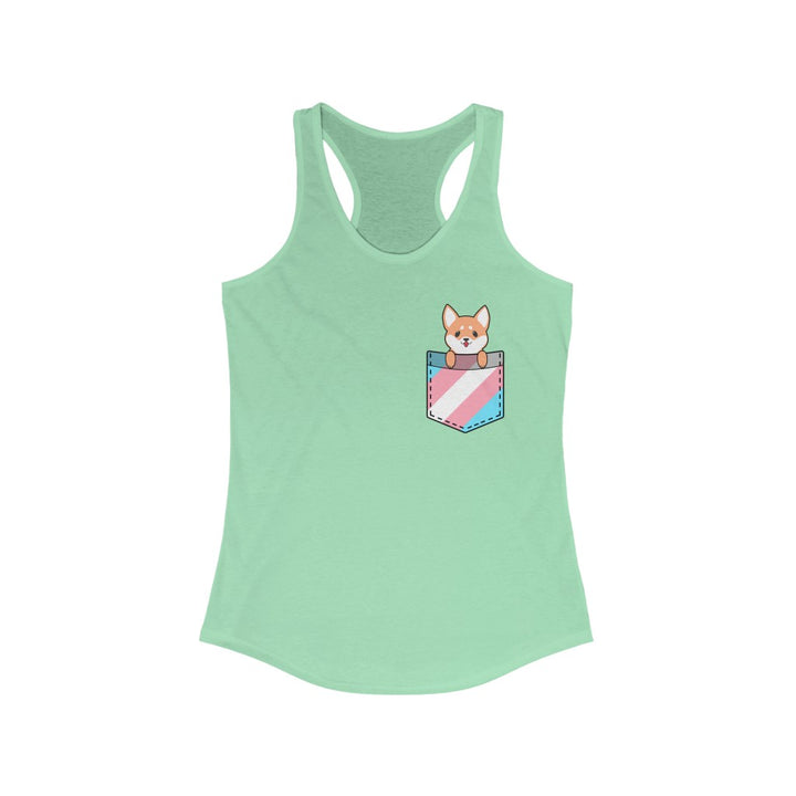 Trans Tank Top Racerback - Dog In Fake Pocket