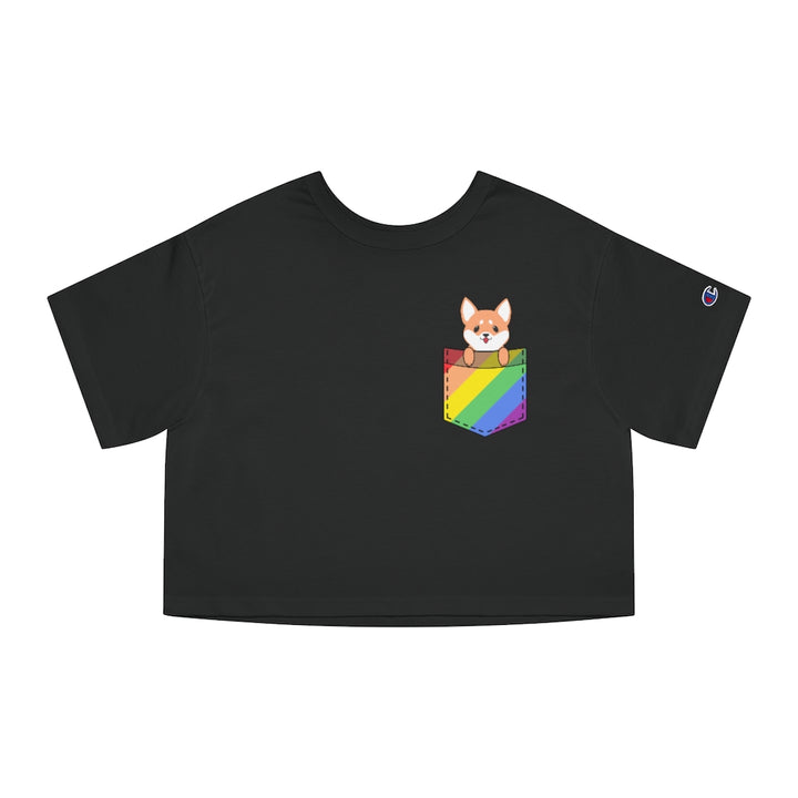 Champion - Shiba Inu Fake Pocket LGBTQ+ Cropped T-Shirt