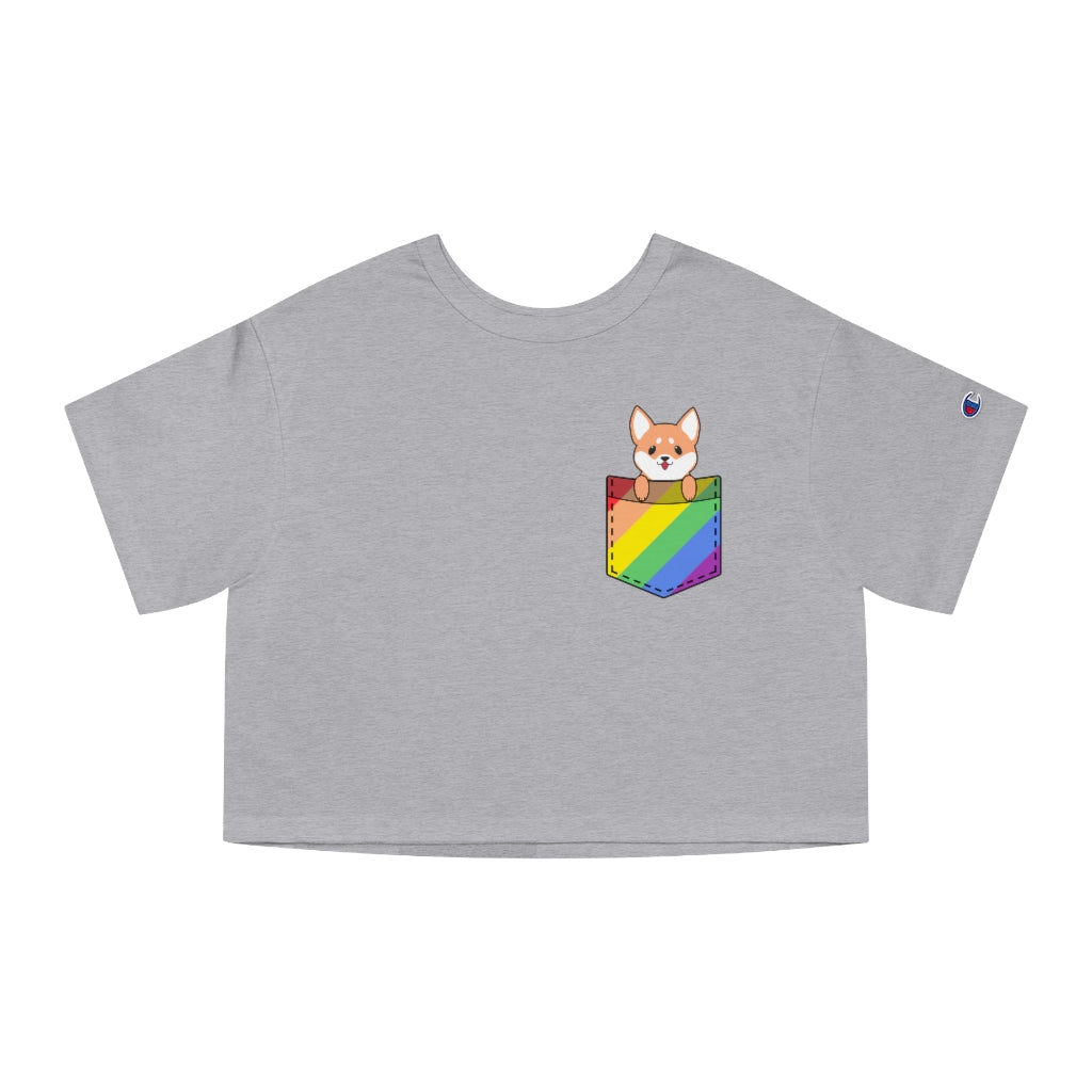 Champion - Shiba Inu Fake Pocket LGBTQ+ Cropped T-Shirt