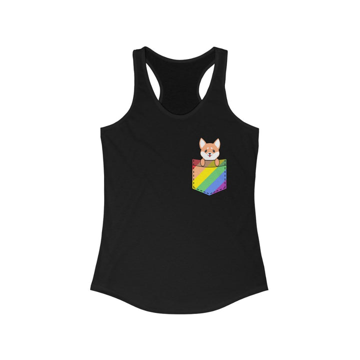 LGBTQ Pride Tank Top Racerback - Dog In Fake Pocket