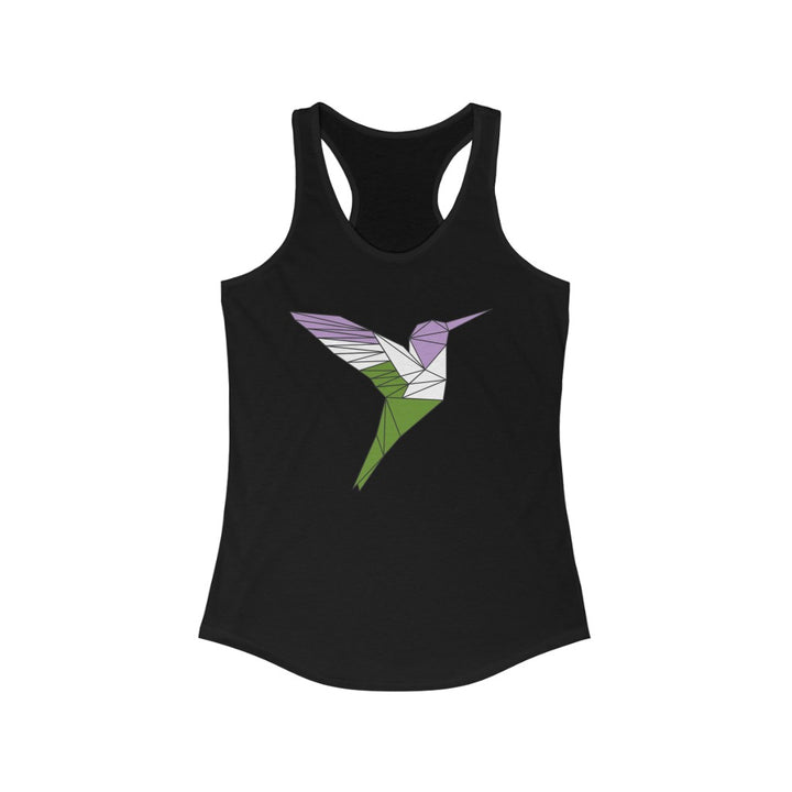 Genderqueer Tank Top Racerback - Polygon Hummingbird