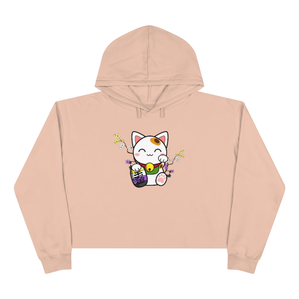 Maneki Neko Nonbinary Crop Hoodie