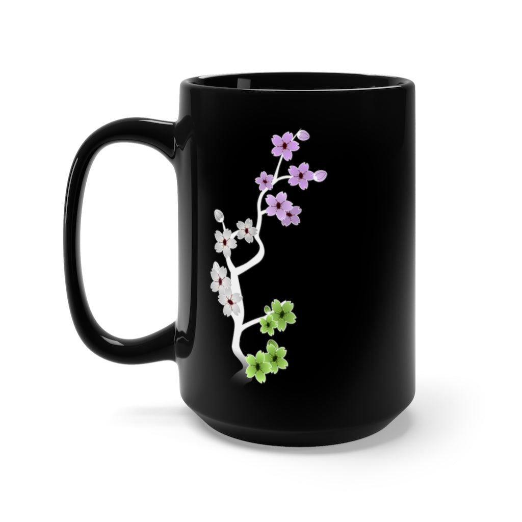 Sakura Genderqueer Black Mug 15oz