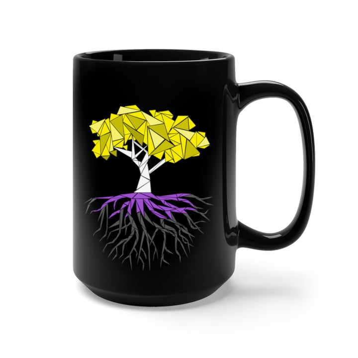 Abstract Tree Nonbinary Black Mug 15oz