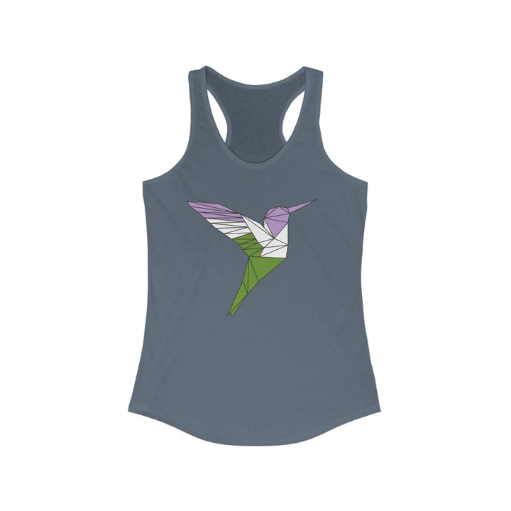 Genderqueer Tank Top Racerback - Polygon Hummingbird