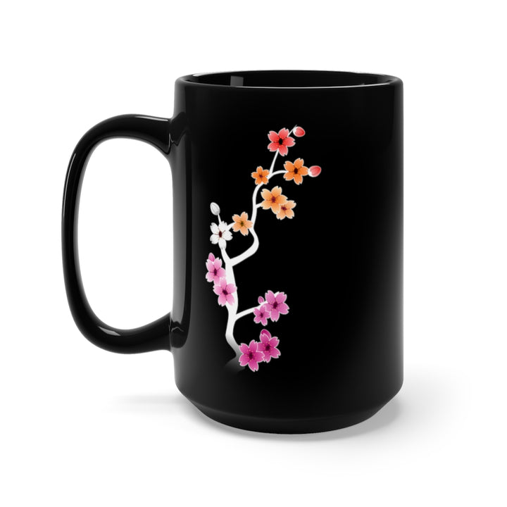 Sakura Lesbian Black Mug 15oz