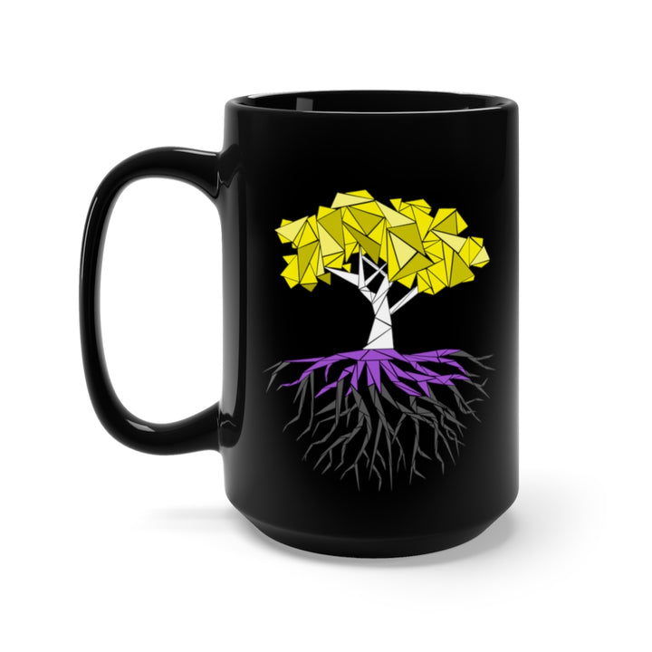 Abstract Tree Nonbinary Black Mug 15oz