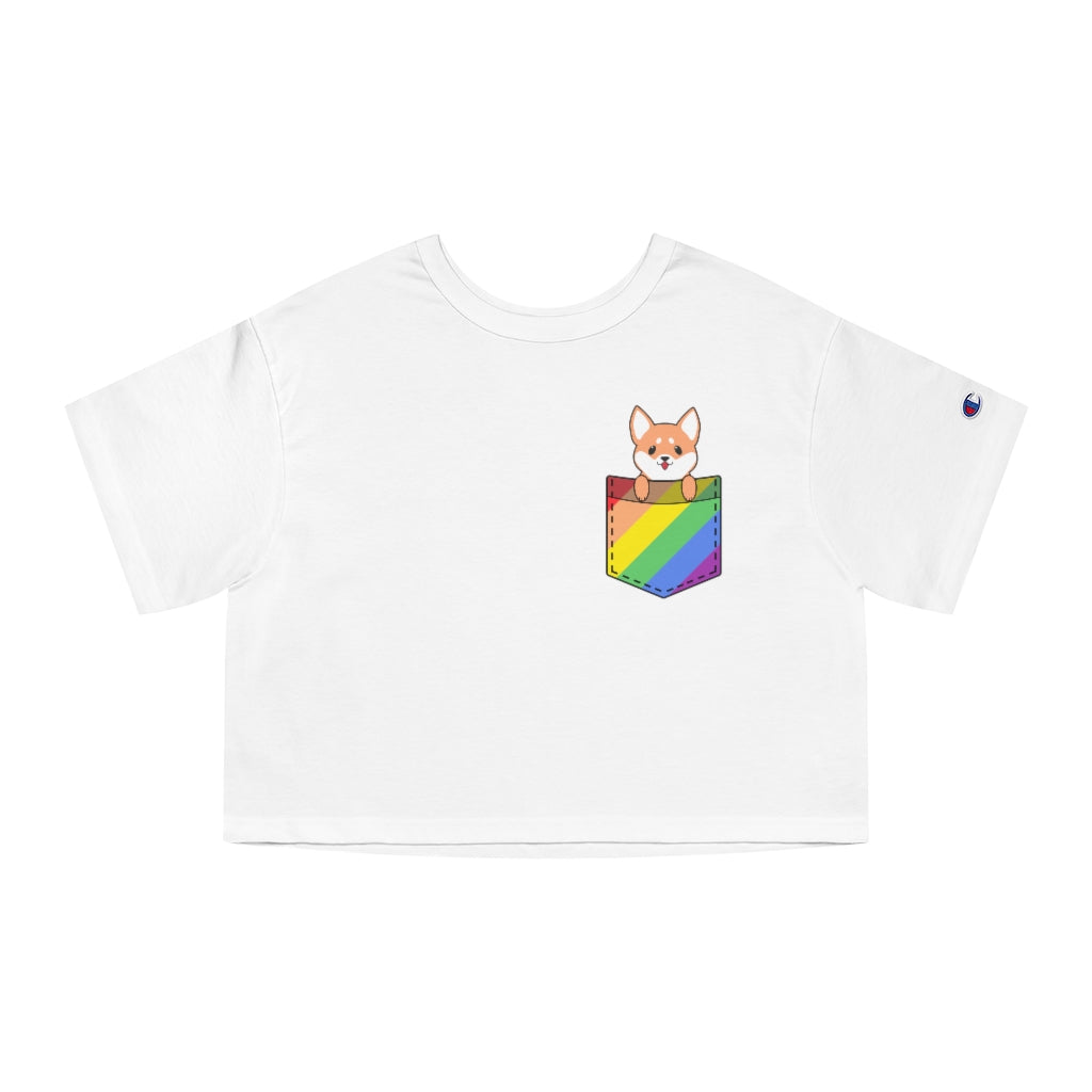 Champion - Shiba Inu Fake Pocket LGBTQ+ Cropped T-Shirt