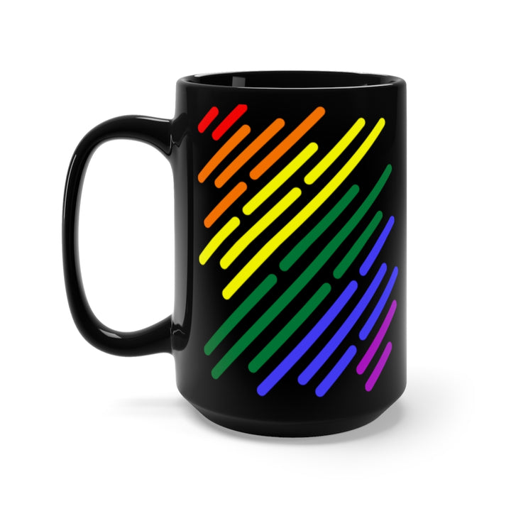 LGBTQ+ Flag Stripe Black Mug 15oz