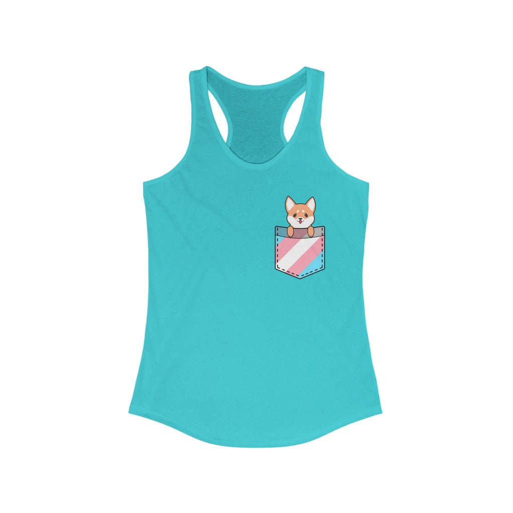 Trans Tank Top Racerback - Dog In Fake Pocket