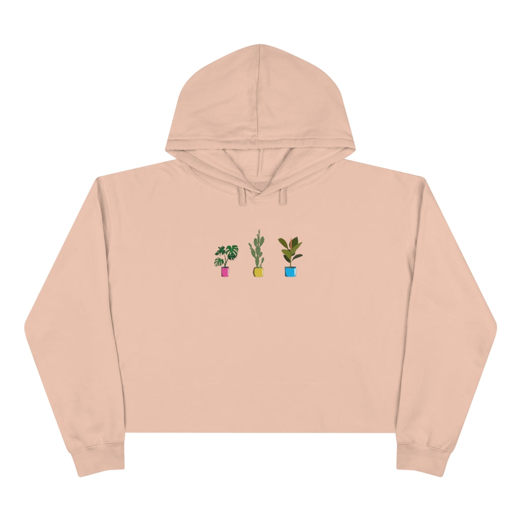 Succulent Plants Pansexual Crop Hoodie