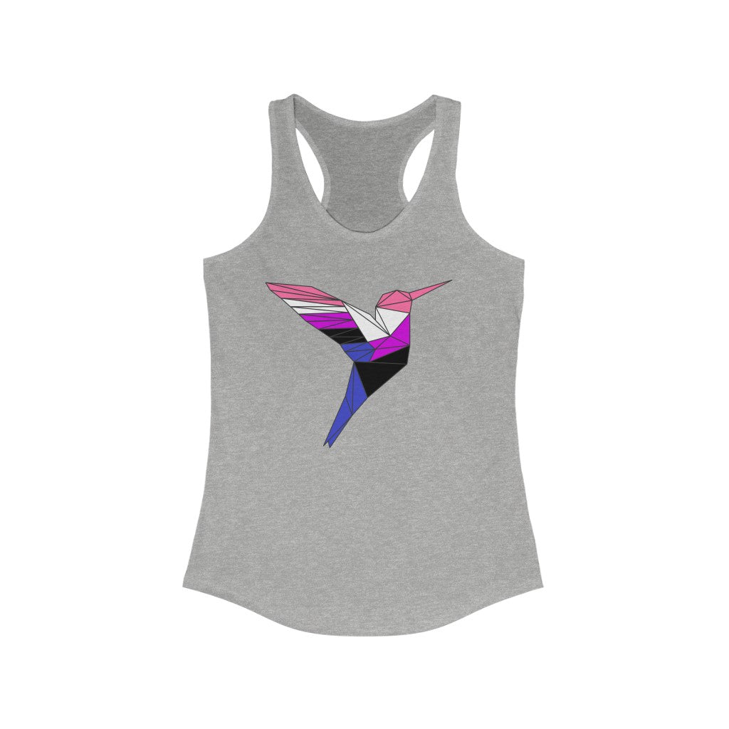 Genderfluid Tank Top Racerback - Polygon Hummingbird