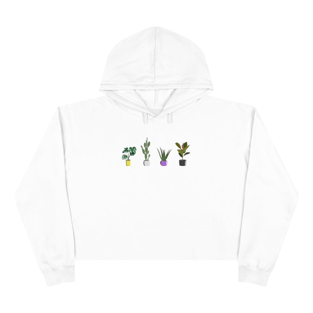 Succulent Plants Nonbinary Crop Hoodie