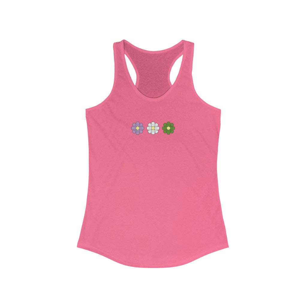 Genderqueer Tank Top Racerback - Cosmos Flowers