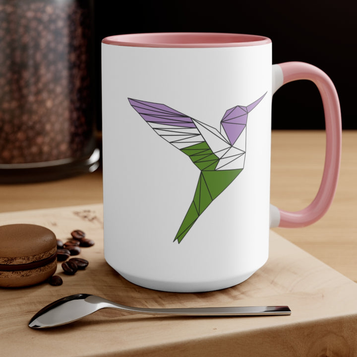 Polygon Hummingbird Genderqueer Accent Mug