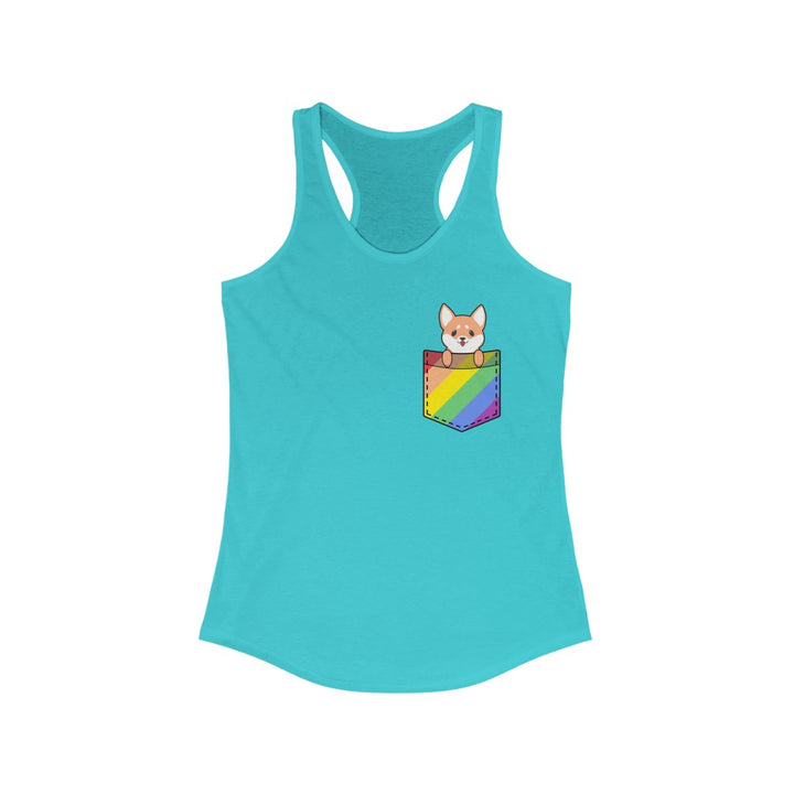 LGBTQ Pride Tank Top Racerback - Dog In Fake Pocket