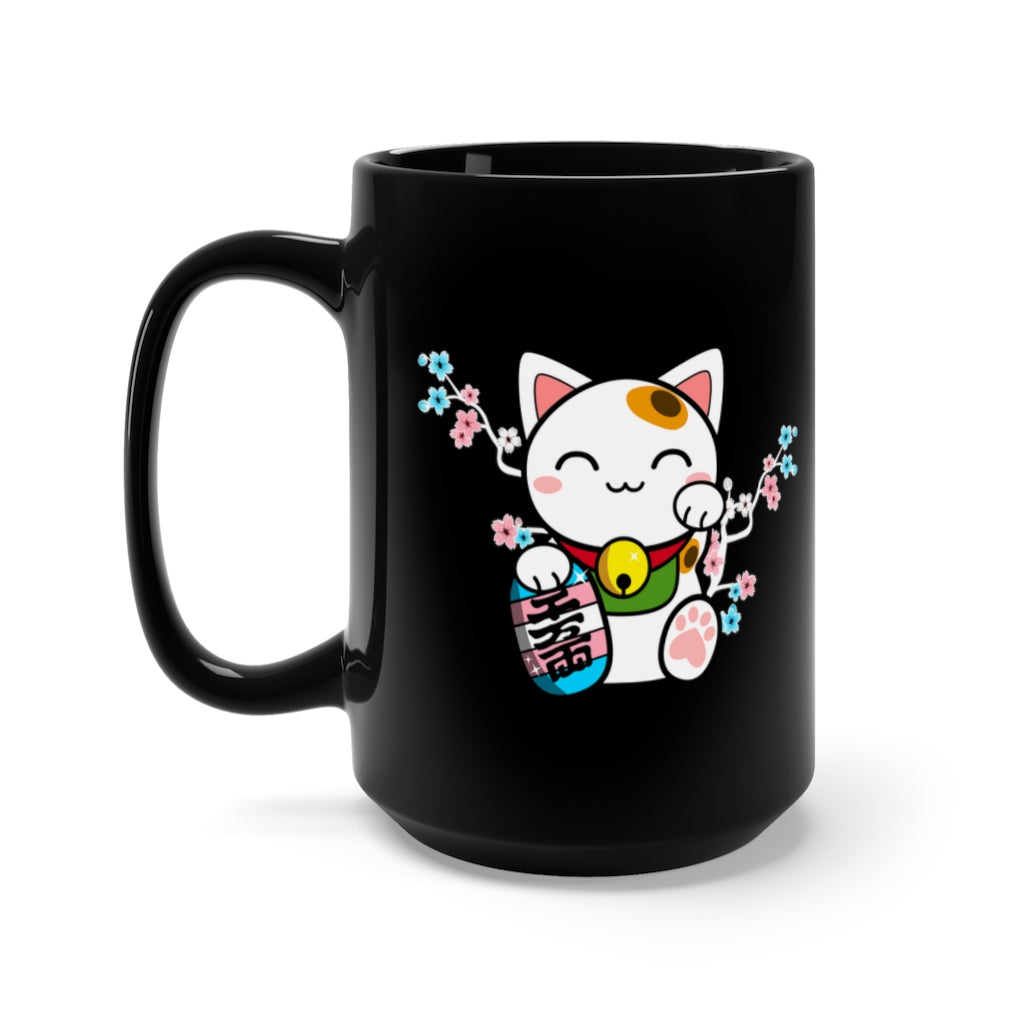 Maneki Neko Trans Black Mug 15oz