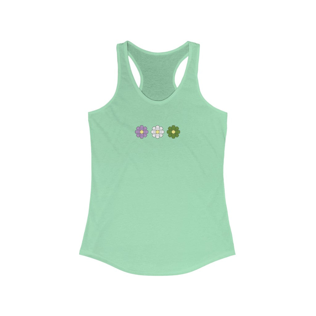 Genderqueer Tank Top Racerback - Cosmos Flowers