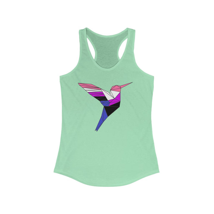 Genderfluid Tank Top Racerback - Polygon Hummingbird