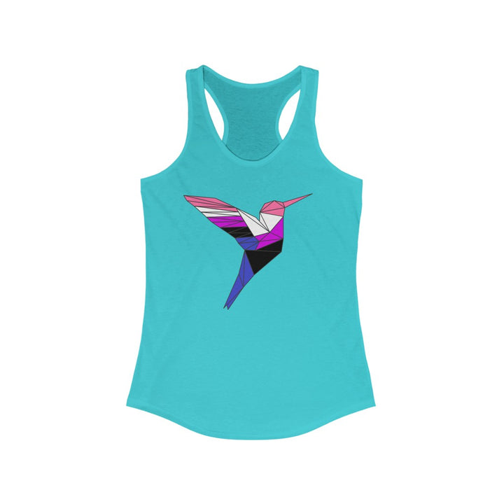 Genderfluid Tank Top Racerback - Polygon Hummingbird