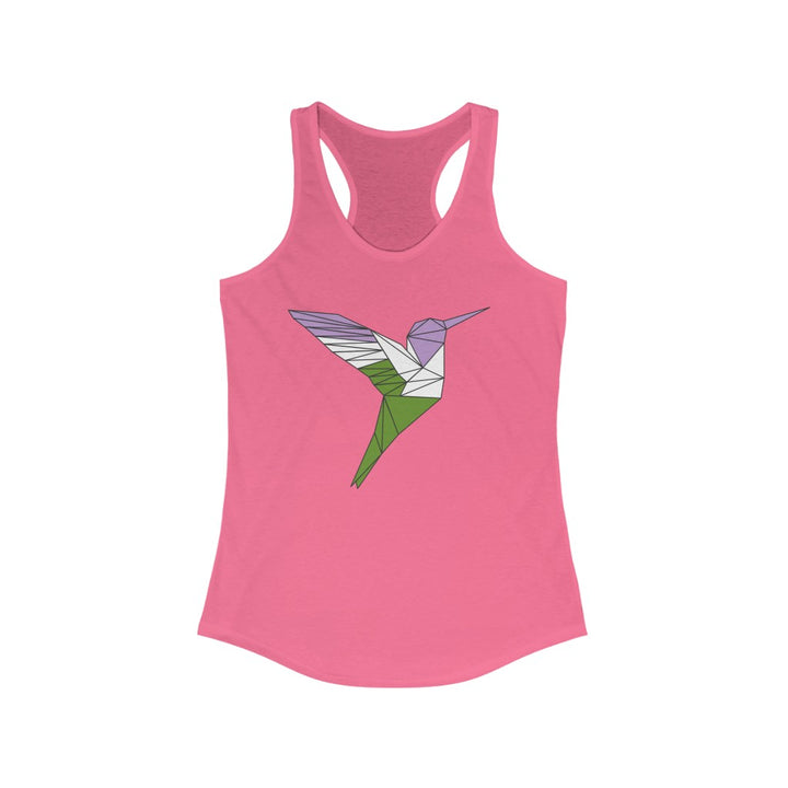 Genderqueer Tank Top Racerback - Polygon Hummingbird