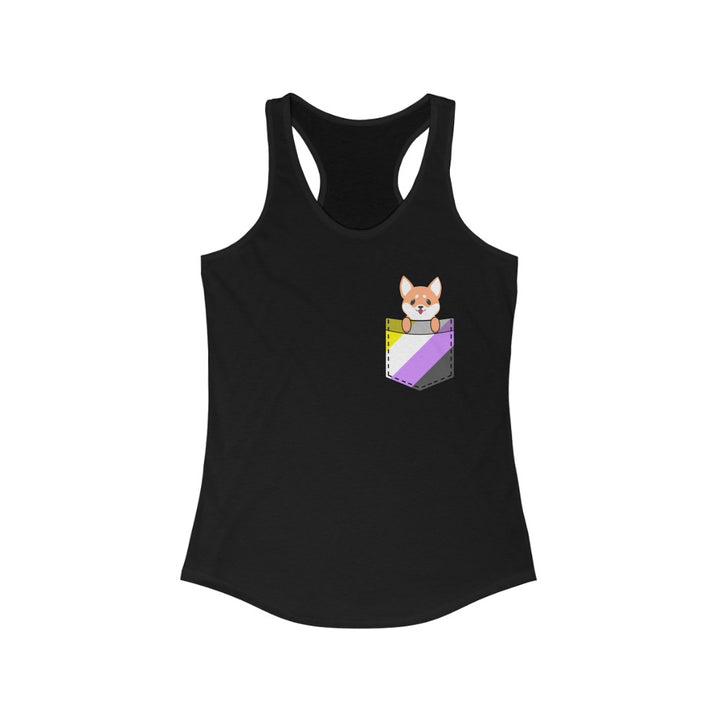 Nonbinary Tank Top Racerback - Dog In Fake Pocket