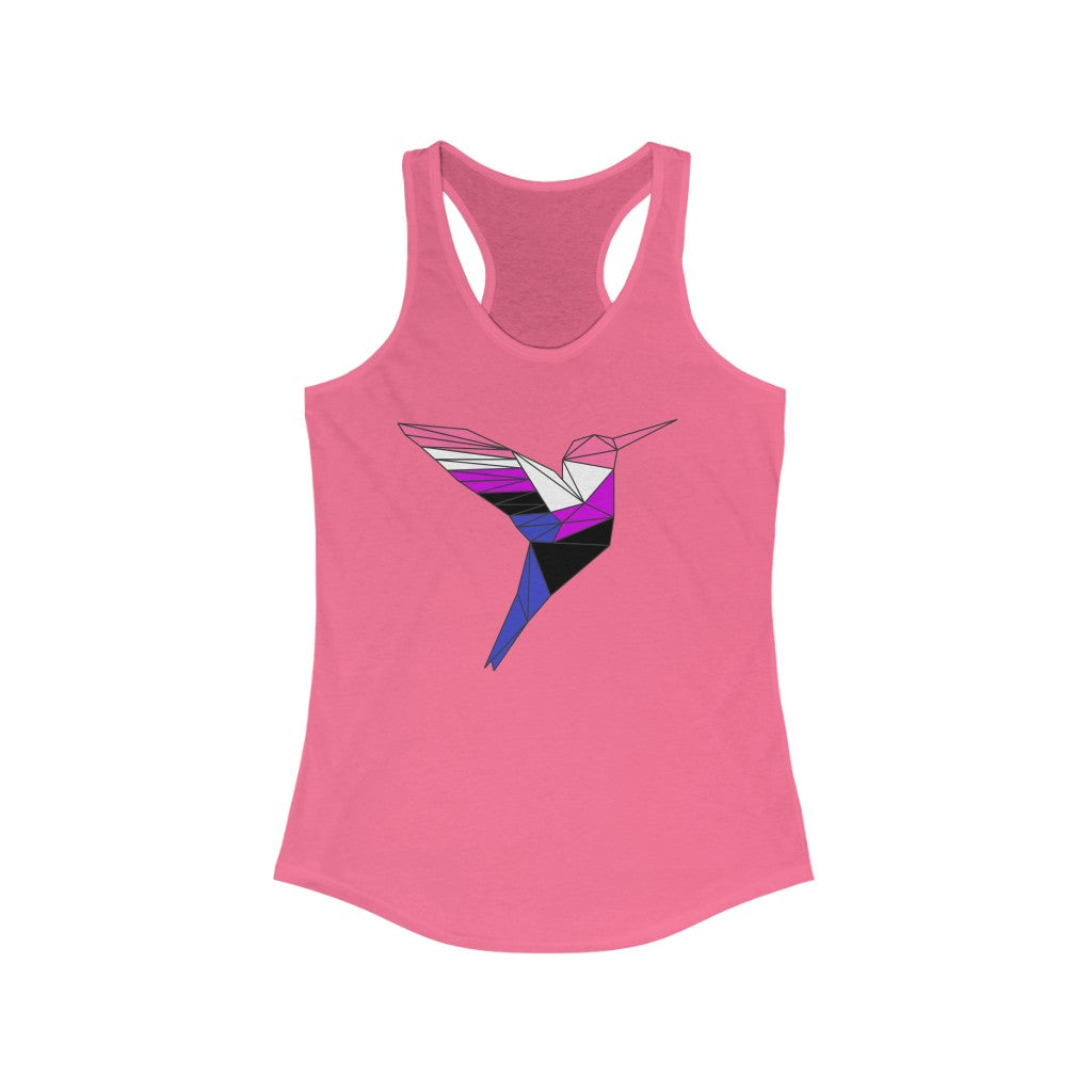 Genderfluid Tank Top Racerback - Polygon Hummingbird