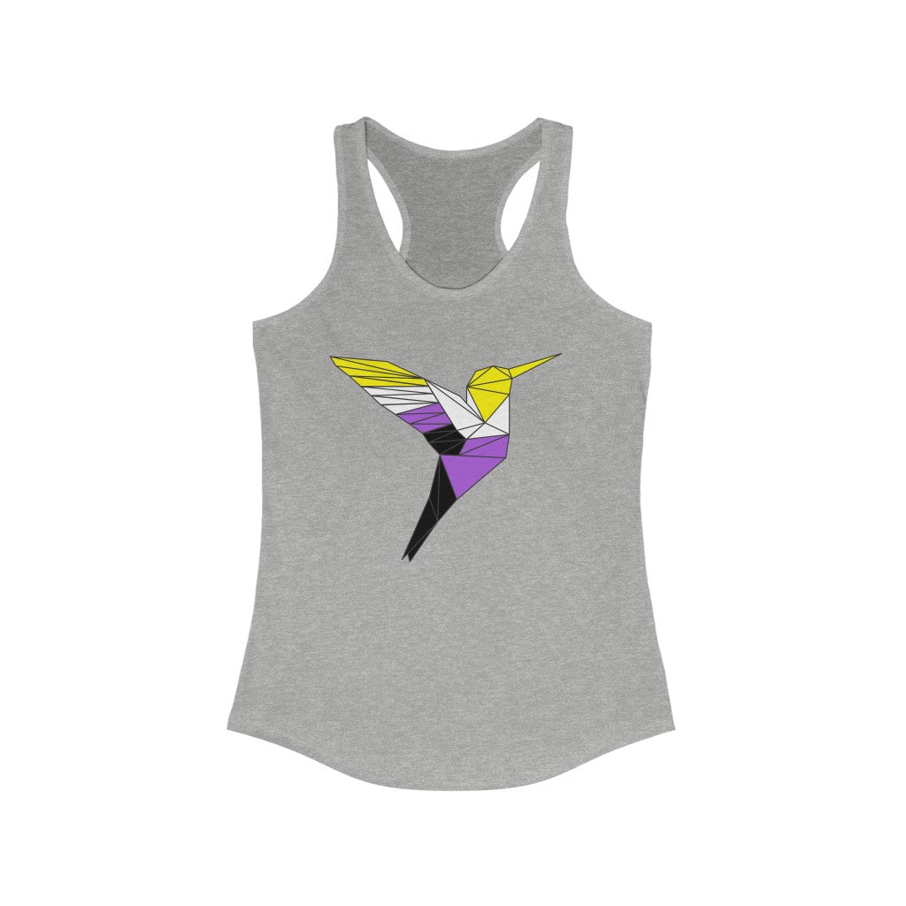 Nonbinary Tank Top Racerback - Polygon Hummingbird