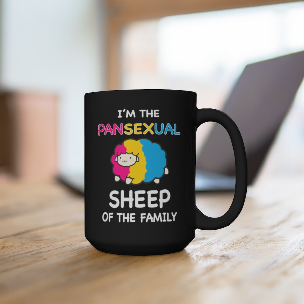 I'm The Pansexual Sheep Of The Family Black Mug 15oz