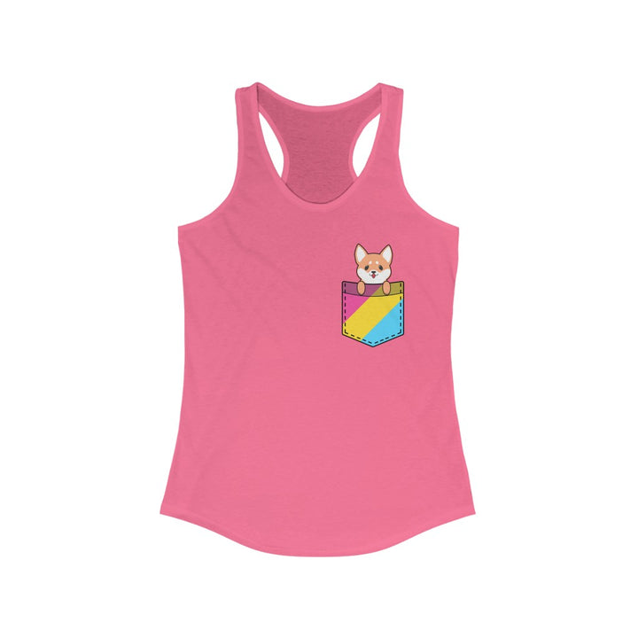 Pansexual Tank Top Racerback - Dog In Fake Pocket