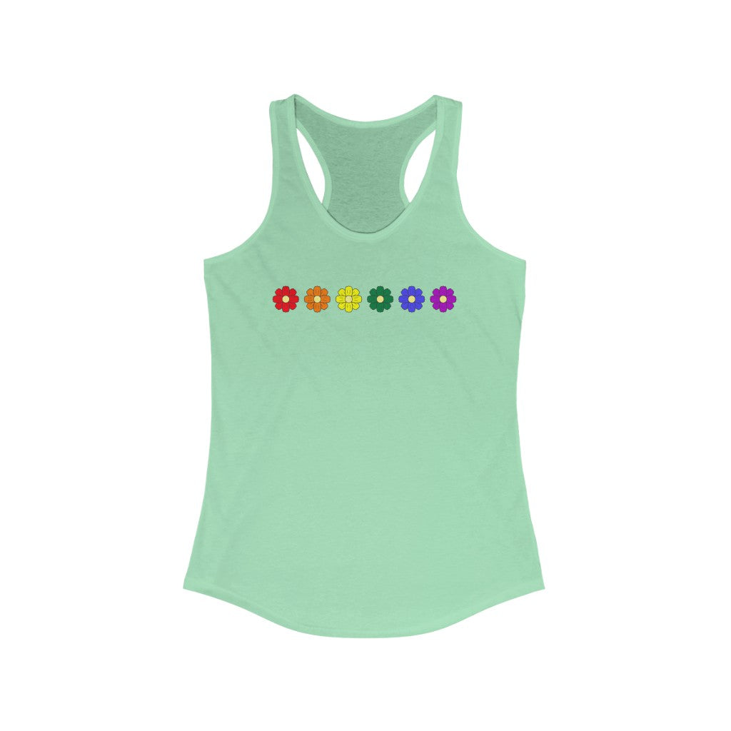 LGBTQ Pride Tank Top Racerback - Cosmos Flowers